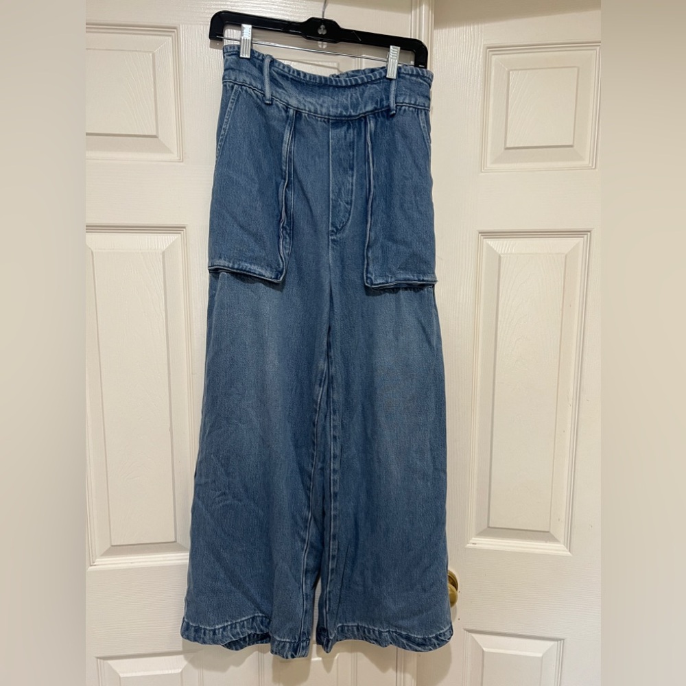 YFB‎ Young Fabulous Broke Pull On Wide Leg Crop Jeans size medium high waist